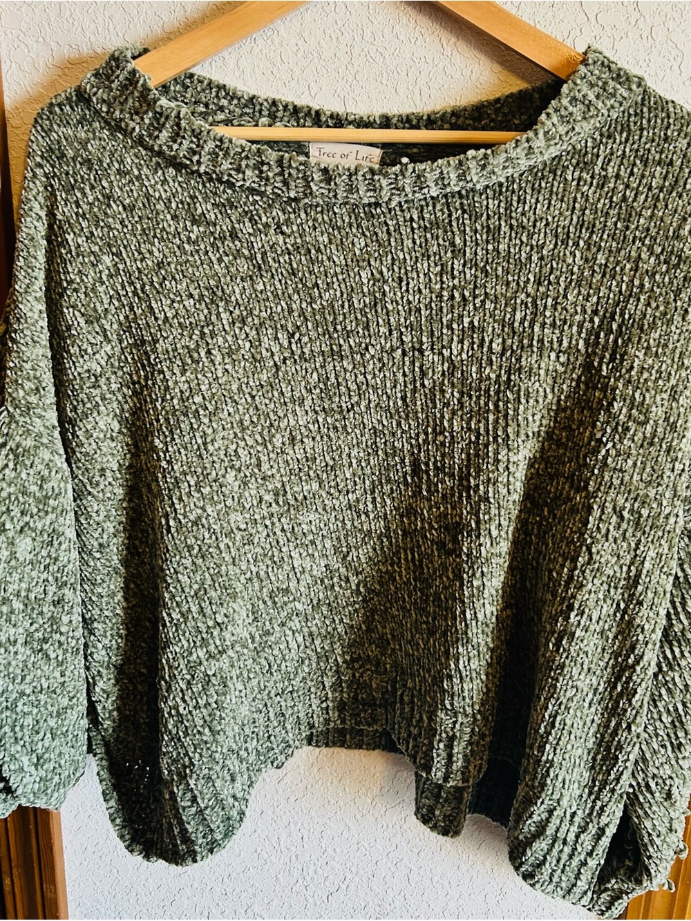 Australian brand “Tree of Life” Olive Chenille Crewneck Sweater
